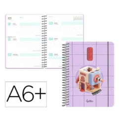 AGENDA ESCOLAR LIDERPAPEL 26-27 ESPIRAL ORIENTAL SEMANA VISTA A6+ BILINGUE 80G PAPEL FSC SACAPUNTAS
