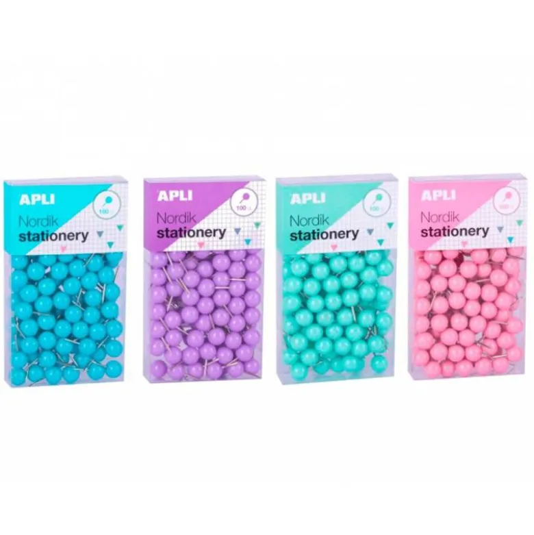 AGUJA SEÑALIZADORA APLI REDONDA NORDIK 9 X 20 MM COLOR PASTEL SURTIDOS CAJA DE 100 UNIDADES