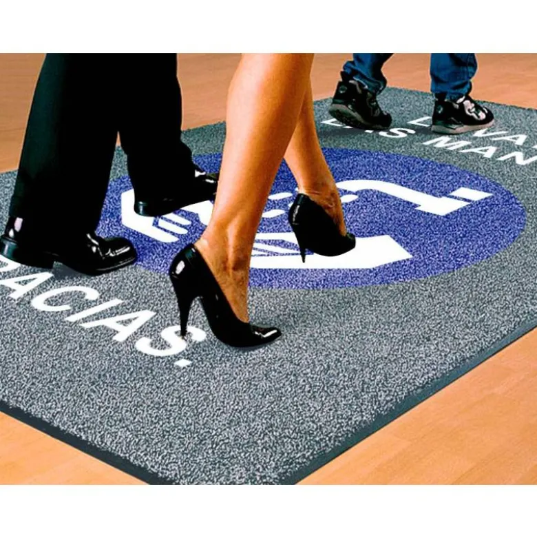 ALFOMBRA PARA SUELO DE PASO NOVUS LAVATE LAS MANOS GRACIAS FONDO GRIS 90X60 CM