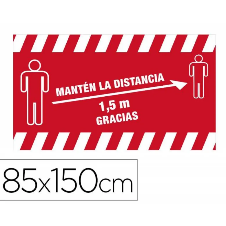 ALFOMBRA PARA SUELO DE PASO NOVUS MANTEN DISTANCIA DE 1,5 M GRACIAS FONDO ROJO 85X150 CM