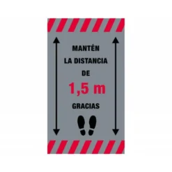 ALFOMBRA PARA SUELO DE PASO NOVUS MANTEN DISTANCIA DE 1,5 M GRACIAS FONDO GRIS 85X150 CM