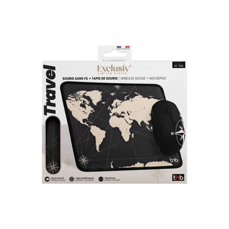 ALFOMBRILLA DE RATON + RATON INALAMBRICO TNB TRAVEL OPTICO 1600 DPI