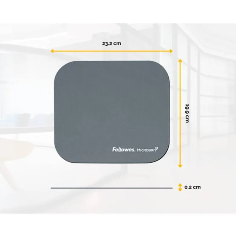 ALFOMBRILLA PARA RATON FELLOWES CON PROTECCION MICROBAN COLOR GRIS 226X192X3 MM