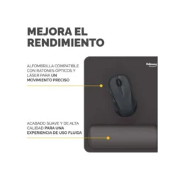 ALFOMBRILLA PARA RATON FELLOWES CON REPOSAMUÑECAS BREYTA NEGRO 250X210X25 MM