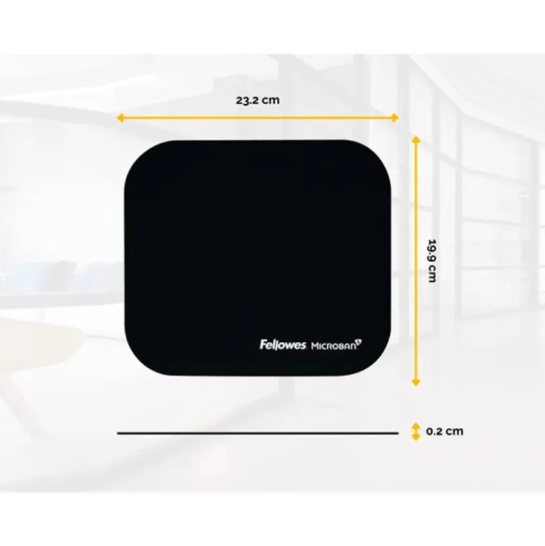 ALFOMBRILLA PARA RATON FELLOWES CON PROTECCION MICROBAN COLOR NEGRO 226X192X3 MM