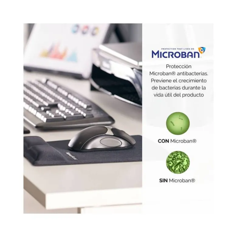 ALFOMBRILLA PARA RATON FELLOWES CANAL HEALTH-V NEGRA CON REPOSAMUÑECAS DE GEL 222X209,6X251 MM
