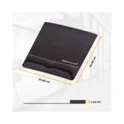 ALFOMBRILLA PARA RATON FELLOWES CANAL HEALTH-V NEGRA CON REPOSAMUÑECAS DE GEL 222X209,6X251 MM