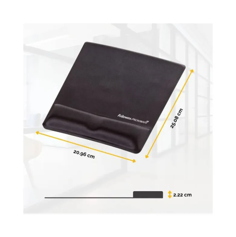 ALFOMBRILLA PARA RATON FELLOWES CANAL HEALTH-V NEGRA CON REPOSAMUÑECAS DE GEL 222X209,6X251 MM