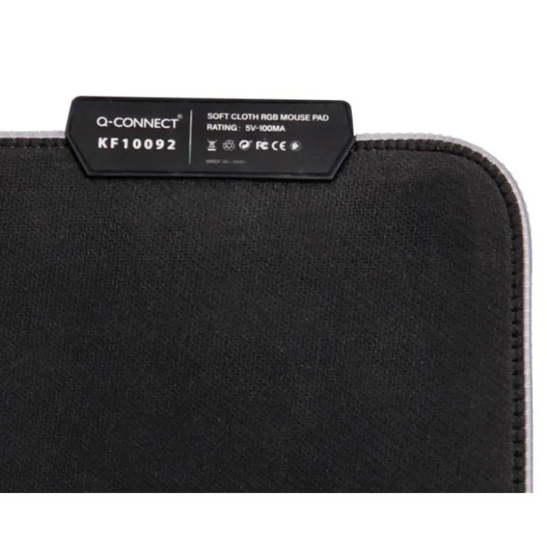 ALFOMBRILLA PARA RATON Q-CONNECT GAMING ILUMINACION LED CONEXION USB COLOR NEGRO 350X250X3 MM