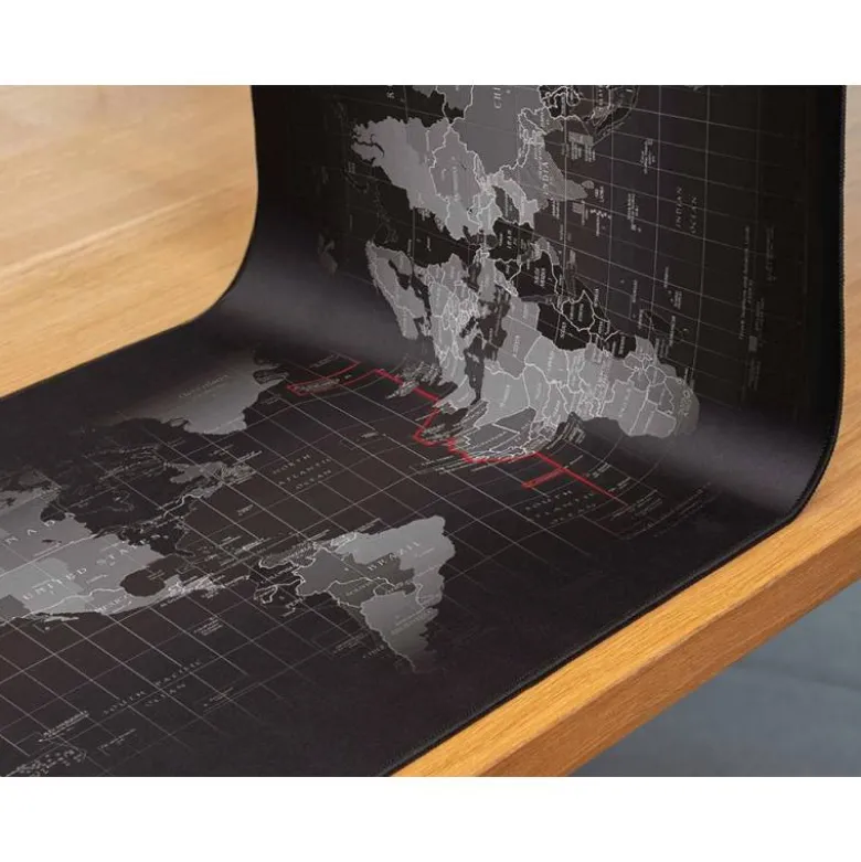 ALFOMBRILLA PARA RATON Q-CONNECT XXL NEGRA CON DISEÑO MAPA DEL MUNDO 900X400 MM