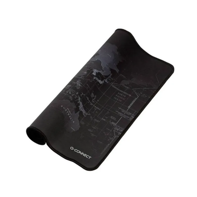 ALFOMBRILLA PARA RATON Q-CONNECT XXL NEGRA CON DISEÑO MAPA DEL MUNDO 900X400 MM