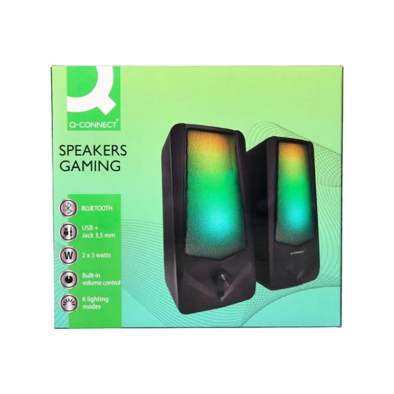 ALTAVOCES Q-CONNECT GAMING BLUETOOTH CON ILUMINACIÓN RGB POTENCIA MAXIMA 2X3W CONTROL DE VOLUMEN COLOR NEGRO