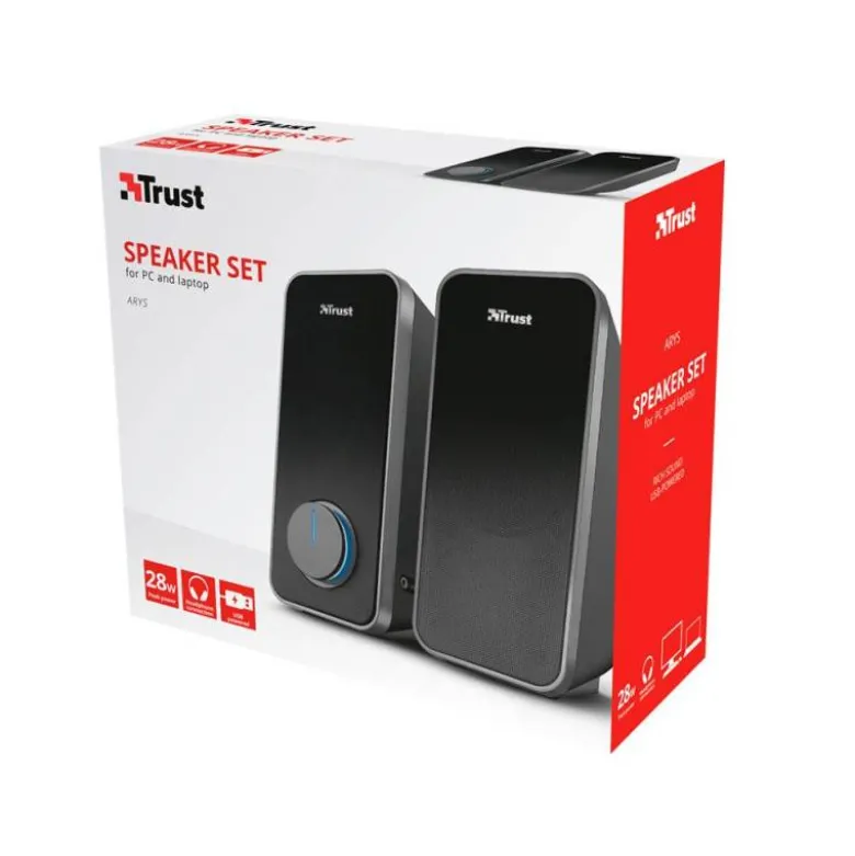 ALTAVOCES TRUST ARYS 2.0 POTENCIA 28W CONTROL DE VOLUMEN Y CONEXION AURICULARES