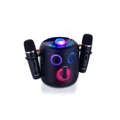 ALTAVOZ DAEWO KARAOKE 15W BLUETOOTH LUCES LED RADIO FM 2 MICROFONOS INALAMBRICOS COLOR NEGRO