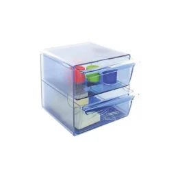 Archicubo Archivo 2000 organizador con 2 cajones azul transparente