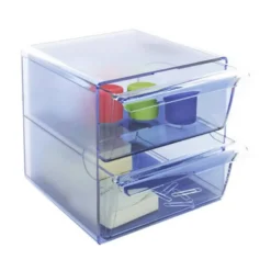 Archicubo Archivo 2000 organizador con 2 cajones azul transparente