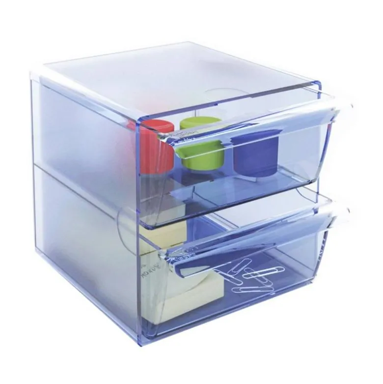 Archicubo Archivo 2000 organizador con 2 cajones azul transparente