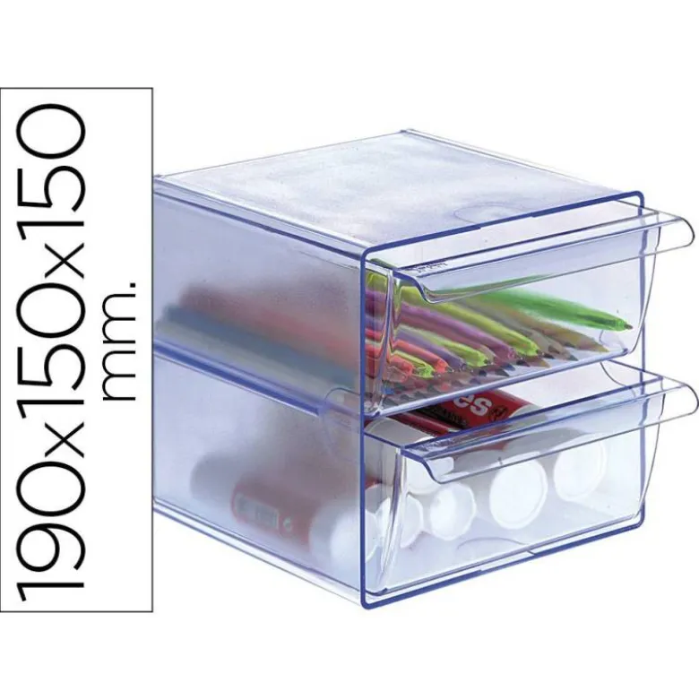Archicubo Archivo 2000 organizador con 2 cajones azul transparente