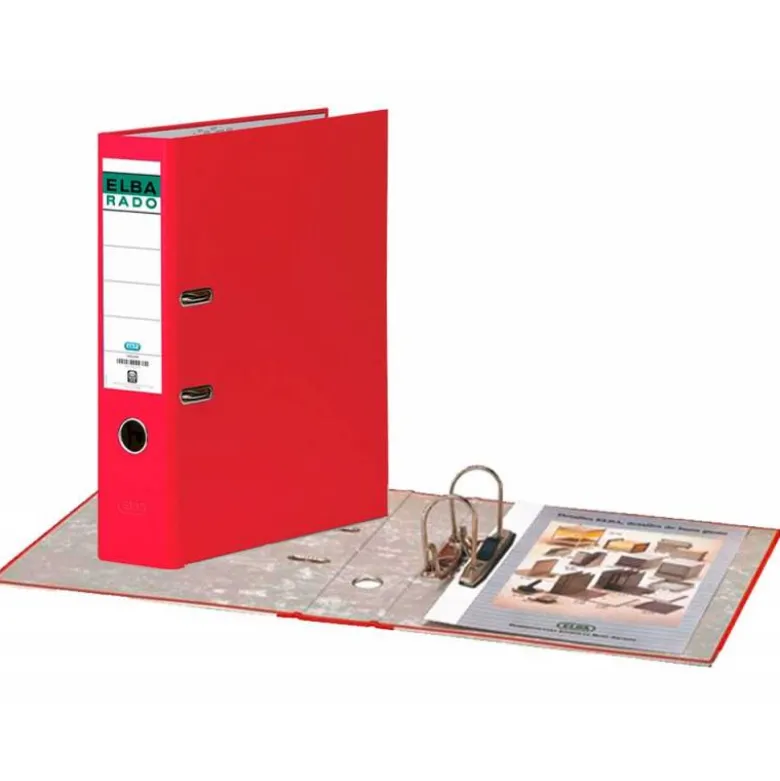 ARCHIVADOR DE PALANCA ELBA CHIC CARTON FORRADO PVC CON RADO DIN A4 LOMO DE 80 MM ROJO