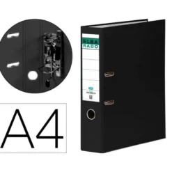 ARCHIVADOR DE PALANCA ELBA CHIC CARTON FORRADO PVC CON RADO DIN A4 LOMO DE 80 MM NEGRO