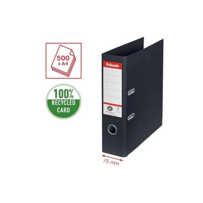 ARCHIVADOR DE PALANCA ESSELTE N 1 CO2 NEUTRAL DIN A4 CARTON FORRADO LOMO 75 MM NEGRO