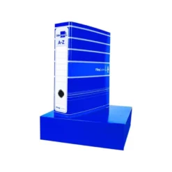 Archivador de palanca liderpapel a4 filing system forrado sin rado lomo 80mm azul con caja y compresor metalico