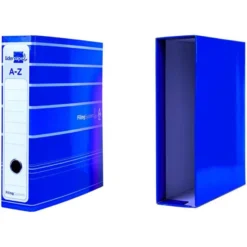 Archivador de palanca liderpapel a4 filing system forrado sin rado lomo 80mm azul con caja y compresor metalico