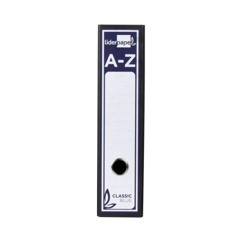 Archivador de palanca Liderpapel carton forrado folio negro lomo 80mm Jaspeado