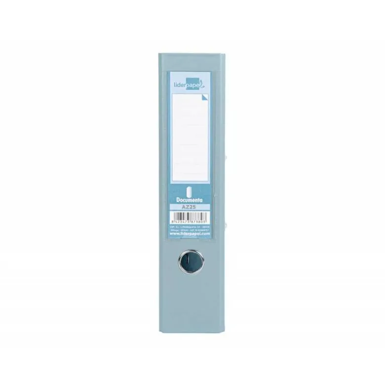 Archivador de palanca liderpapel Din A4 documenta forrado pvc con rado lomo 75mm gris compresor metalico