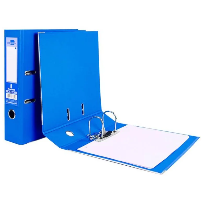 Archivador de palanca liderpapel Din A4 documenta forrado pvc con rado lomo 75mm azul compresor metalico