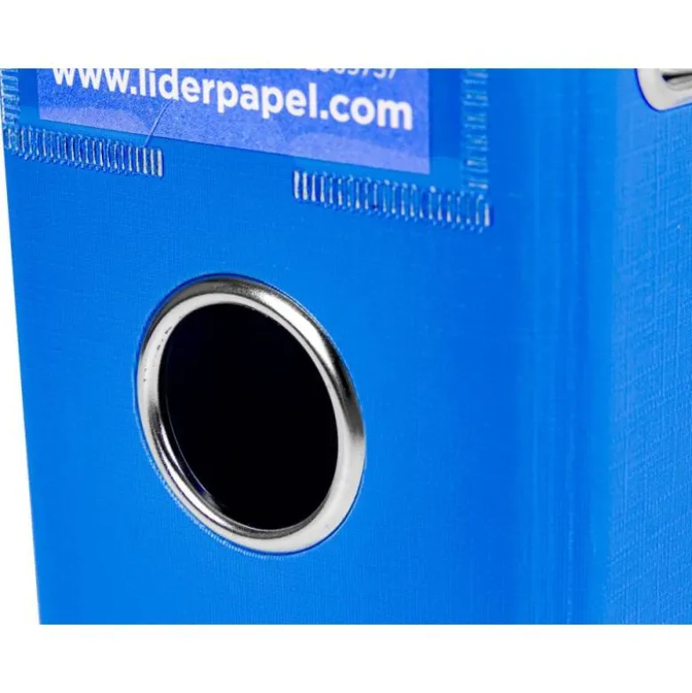 Archivador de palanca liderpapel Din A4 documenta forrado pvc con rado lomo 75mm azul compresor metalico