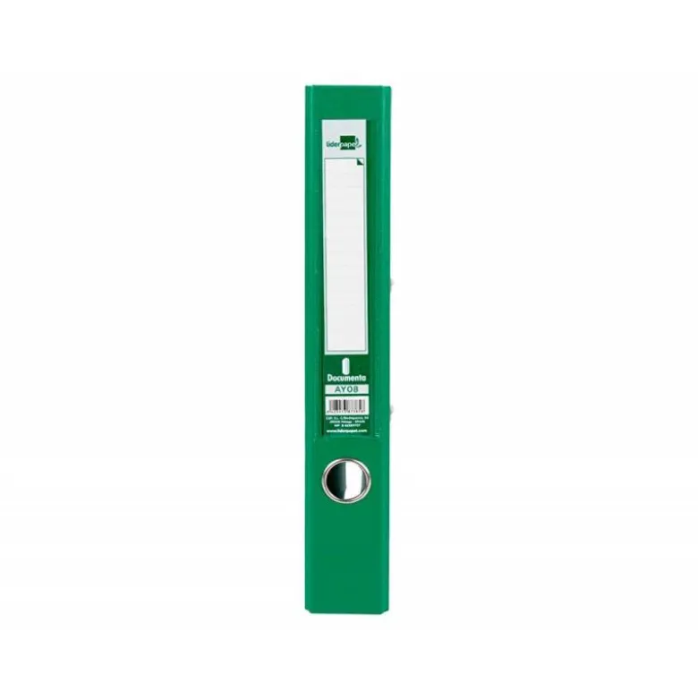 Archivador de palanca liderpapel Din A4 documenta forrado pvc con rado lomo 52mm verde compresor metalico.
