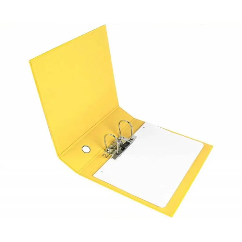 Archivador de palanca liderpapel Din A4 color system forrado sin rado lomo 80mm amarillo compresor metalico.