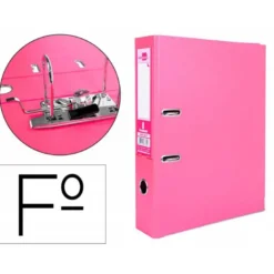 Archivador de palanca Liderpapel folio color rosa lomo 75mm