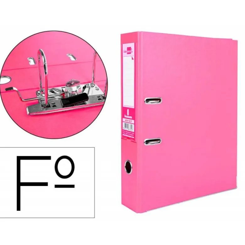 Archivador de palanca Liderpapel folio color rosa lomo 75mm