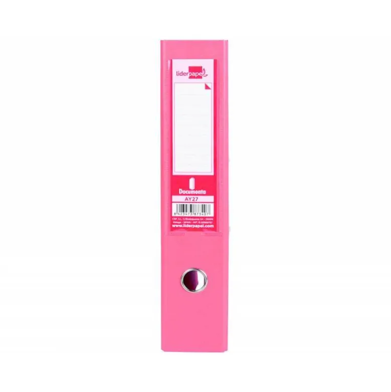Archivador de palanca Liderpapel folio color rosa lomo 75mm