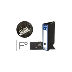 Archivador de palanca Liderpapel Classic Blue 2 anillas folio carton entrecolado sin rado lomo 80mm negro compresor metal.