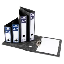 Archivador de palanca Liderpapel Classic Blue 2 anillas folio carton entrecolado sin rado lomo 80mm negro compresor metal.