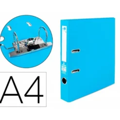 Archivador de palanca marca Liderpapel A4 celeste compresor metalico