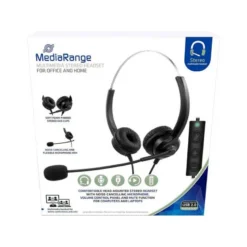 AURICULAR MEDIARANGE BIAURAL DIADEMA CON MICROFONO CABLE 2 MT