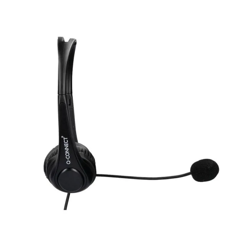 AURICULAR Q-CONNECT BIAURAL DIADEMA CON MICROFONO Y CONTROL DE VOLUMEN CONEXION USB COLOR NEGRO