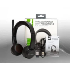 AURICULAR Q-CONNECT INALAMBRICO DIADEMA CON MICROFONO FLEXIBLE Y BOTON DE BLUETOOTH USB COLOR NEGRO
