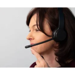 AURICULAR Q-CONNECT INALAMBRICO DIADEMA CON MICROFONO FLEXIBLE Y BOTON DE BLUETOOTH USB COLOR NEGRO