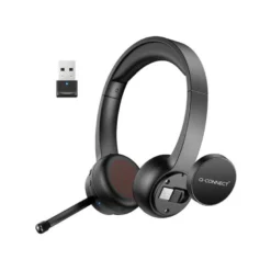AURICULAR Q-CONNECT INALAMBRICO DIADEMA CON MICROFONO FLEXIBLE Y BOTON DE BLUETOOTH USB COLOR NEGRO