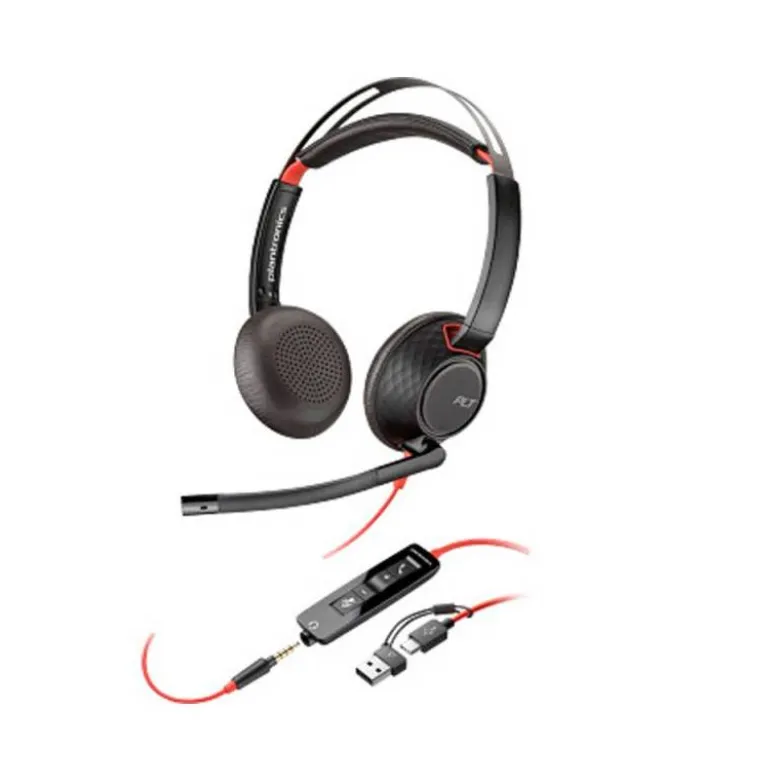 AURICULARES POLY CON CABLE BLACKWIRE 5220 USB-C CONEXION 3,5 MM ADAPTADOR USB-C/A