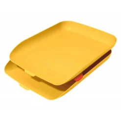 BANDEJA SOBREMESA LEITZ PLASTICO SET DE 2 UNIDADES COLOR AMARILLO