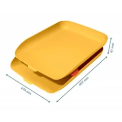 BANDEJA SOBREMESA LEITZ PLASTICO SET DE 2 UNIDADES COLOR AMARILLO