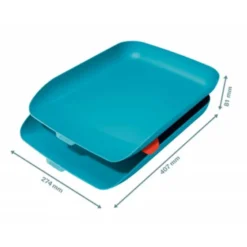 BANDEJA SOBREMESA LEITZ PLASTICO SET DE 2 UNIDADES COLOR AZUL