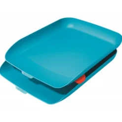 BANDEJA SOBREMESA LEITZ PLASTICO SET DE 2 UNIDADES COLOR AZUL