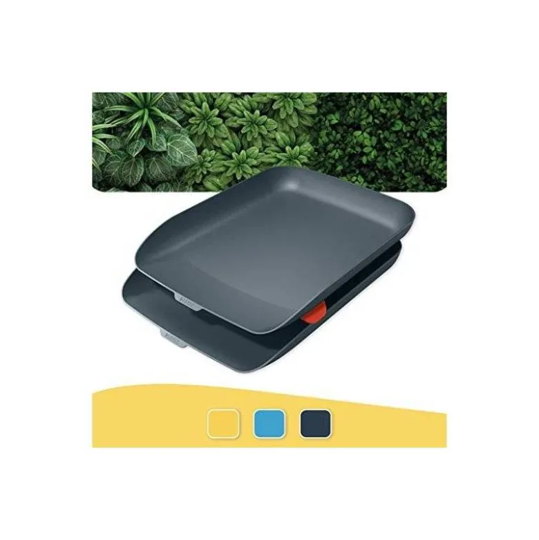 BANDEJA SOBREMESA LEITZ PLASTICO SET DE 2 UNIDADES COLOR GRIS